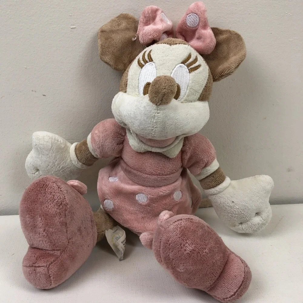 Minnie Mouse Pastel Plush Crinkle Rattle Baby Pink Polka Dot Dress Disney‎ 2010